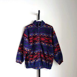 Vintage Multicolor Geo Fleece Jacket